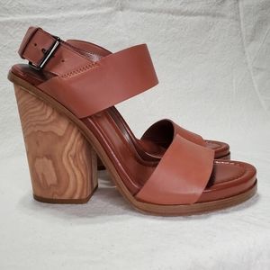 Vince Brown Leather Heeled Sandals